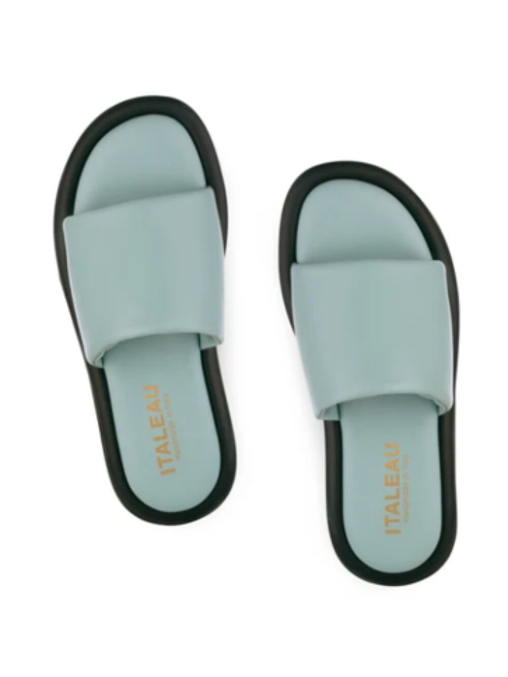 New Italeau Giorgia Slides Teal Cushioned Leather Made in Italy Size 11 - Picture 2 of 11